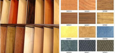 左側是實木地板、右側地板種類樣式